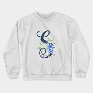 Floral Monogram S Wild Blue Flowers Crewneck Sweatshirt